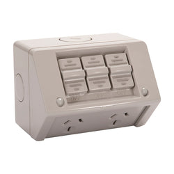 NHP SURFACE MOUNT GPO IP53 DOUBLE 15A 250V AC WITH EXTRA SWITCH