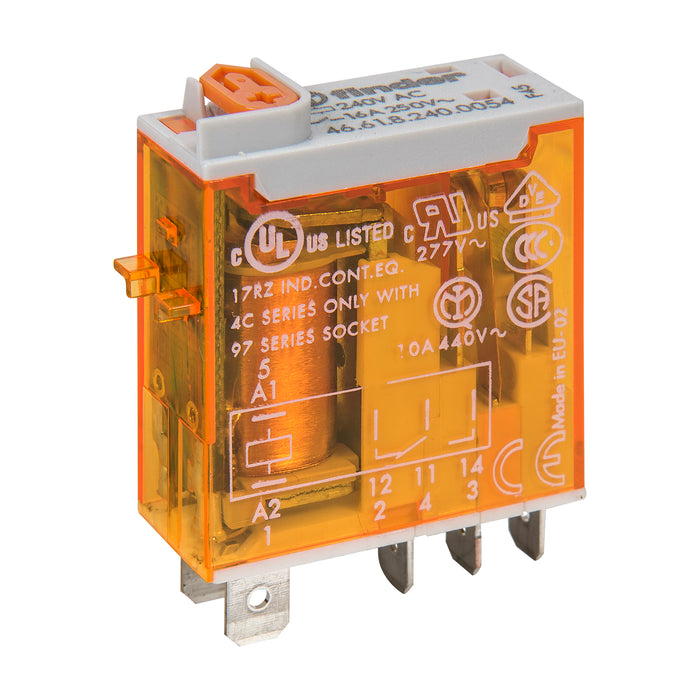 Finder Miniature Industrial Relay 16A 1C/O 240VAC Coil W/PB+LED+MI