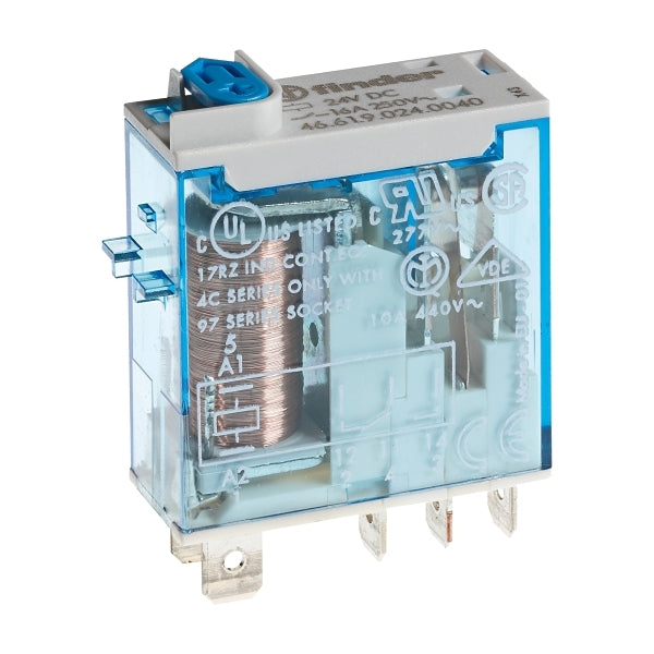 Finder Miniature Industrial Relay 16A 1C/O 24VDC Coil W/PB+LED+MI