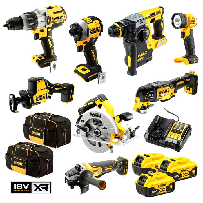 Dewalt 18V XR 8 Piece Kit - 5.0Ah