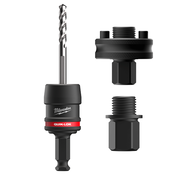 Milwaukee Hole Saw Arbor Starter Kit QUIK-LOK 11mm 7/16" Shank with 2 x Adaptors KIT
