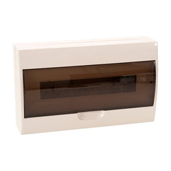 NHP MOD6 LOADCENTRE 18 WAY DIN SURFACE TRANSPARENT DOOR