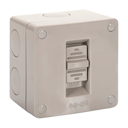 NHP SURFACE SWITCH IP66 1 GANG 2 POLE 1 WAY 20A M100 250V AC SML