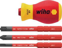 Wiha Stubby Screwdriver 1000V (1xSL3.5mm,1xPH#2, 1xSLPZ#2 Bits)