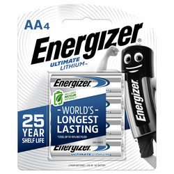 Energizer E000027000 Battery 1.5V AA Size Lithium Ultimate 4 Pack