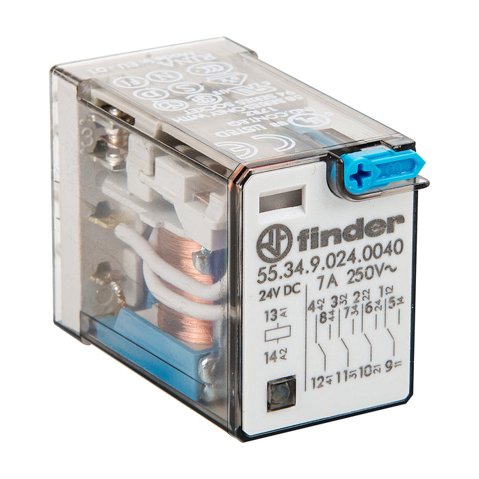 Finder Miniature GP Relay 7A 4C/O 24VDC Coil W/PB+MI