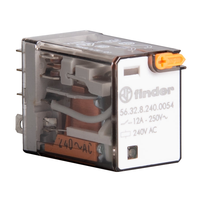 Finder Miniature Power Relay 12A 2C/O 240VAC Coil W/PB+LED+MI