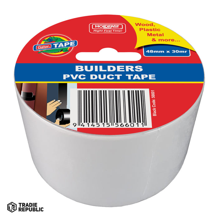 Holdfast Gator Builders PVC Duct Tape White 48mm x 30mr Hangsell