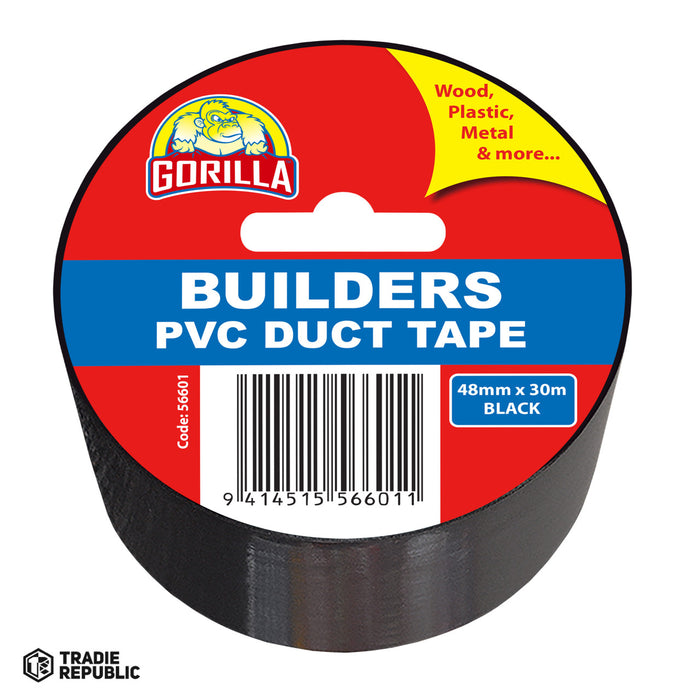 Holdfast Gator Builders PVC Duct Tape Black 48mm x 30mr Hangsell