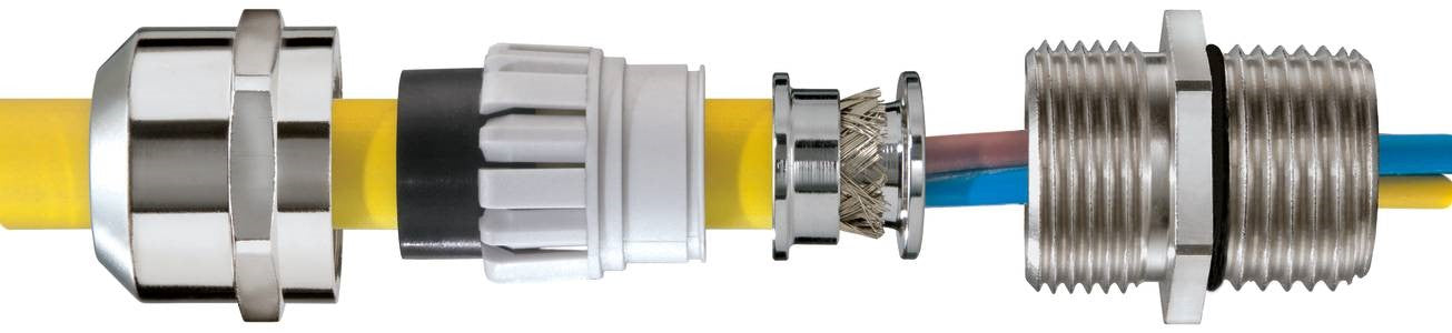 Wiska Nickel Plated Brass Gland with EMC Earthing Cones - IP