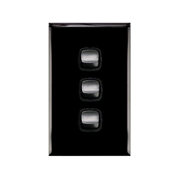 Legrand HPM Triple gang 10A black