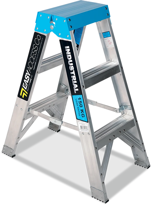 Indalex 0.9M Industrial Alum 150KG Tradesman D/Sided Step Ladder