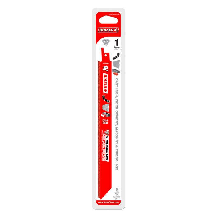 9inch 229mm Diamond Grit Recipro Blade for Cast Iron, Fibre Cement, Masonry, Fibreglass