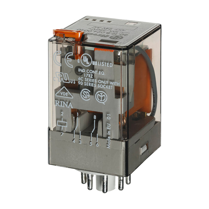 Finder GP Relay 10A 2C/O 240VAC Coil W/PB+MI