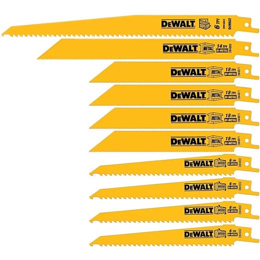 Dewalt Recip Blade Set Wood Metal 10Pc Set With Case