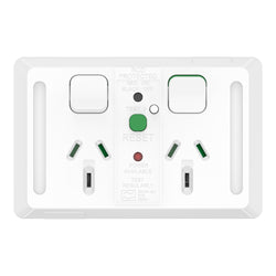 Iconic Socket Sw Horiz Twin 30mA RCD 10A250V XW