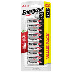 Energizer E000029100 Battery 1.5V AA Size Alkaline Max 10 Pack