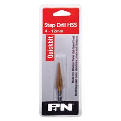 PATIENCE & NICHOLSON 4-12MM Q/BIT STEP DRILL TIN
