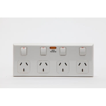 Pdl Four outlet 10A RCD on neon Wh