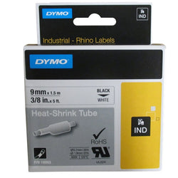 Dymo Rhino Heat Shrink Tube Black on White 6mm x 1.5m SD18051