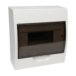 NHP MOD6 LOADCENTRE 8 WAY DIN SURFACE TRANSPARENT DOOR