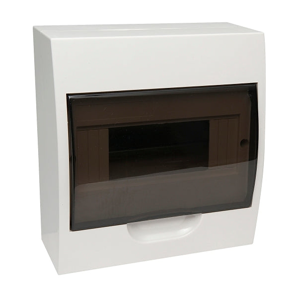 NHP MOD6 LOADCENTRE 8 WAY DIN SURFACE TRANSPARENT DOOR