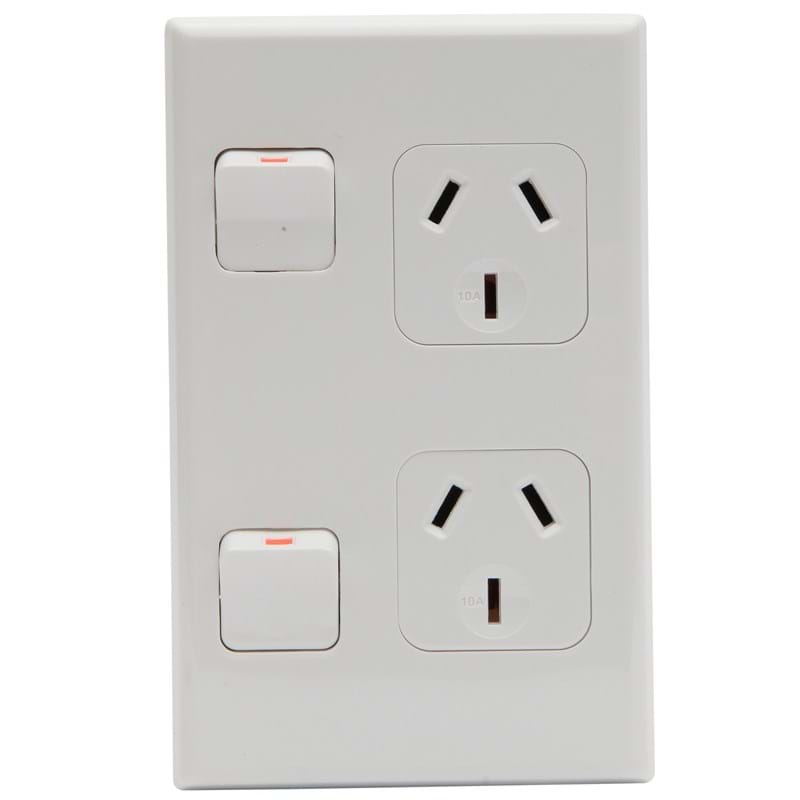 Pdl Switched Socket 600 10A Double Vertical White — Scott Electrical