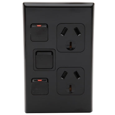 Pdl Double outlet 10A & sw V Black