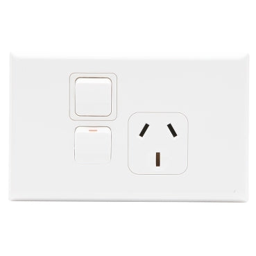 Pdl Switched Socket 600 10A Single Horizontal Extra Switch White