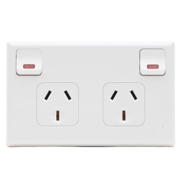 Pdl Double outlet 10A neon H White