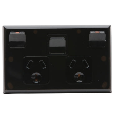 Pdl Double outlet 10A & sw H Black