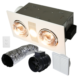 Weiss Bathroom heat LED light with inline fan with ducting