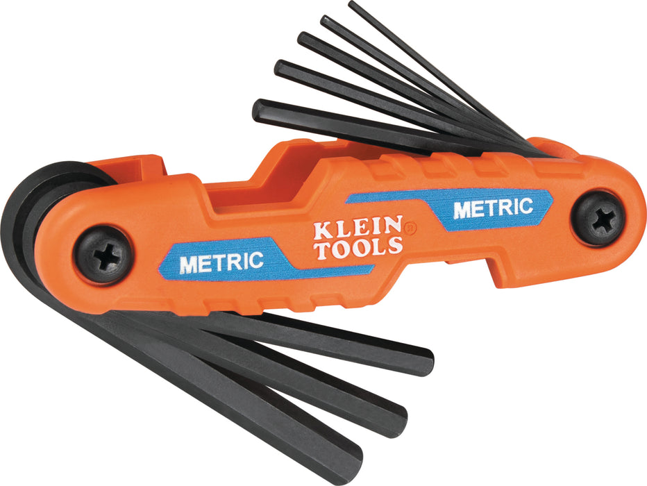 Klein Compact Folding Hex Key Set, 8-Key, Metric Sizes