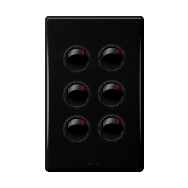 Legrand HPM ED 16A 6 GANG SWITCH BLACK