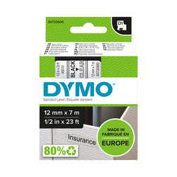Dymo Tape 12mm Black on Clear