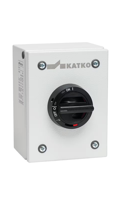 Katko ISO ENCLOSED SWITCH 4P 40A GREY POLY BLACK HANDLE