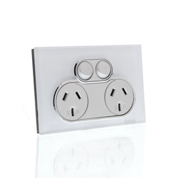 Saturn Socket switch twin 10A 250V 4025-PW