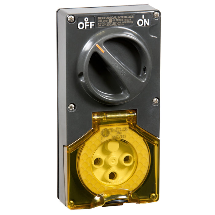 Pdl 56CV332 3pin 32A CHEMICAL RESISTANT GREY SW SOC  (LE) PDL