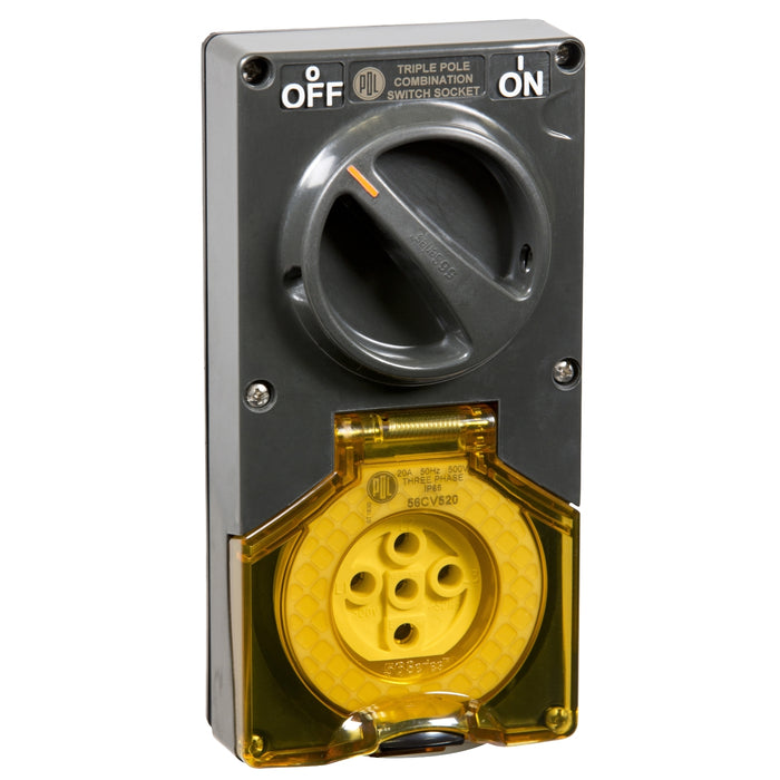 Pdl 56CV520 5pin 20A CHEMICAL RESISTANT SW SOC GREY (LE) PDL