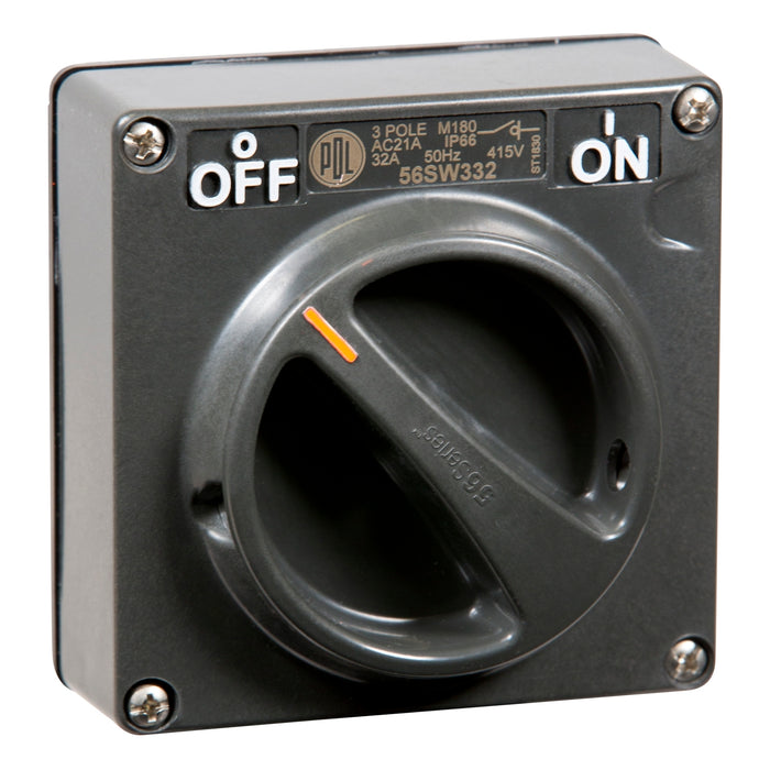 Pdl 56SW332 32A 3P CHEMICAL RESISTANT GREY SWITCH (LE) PDL
