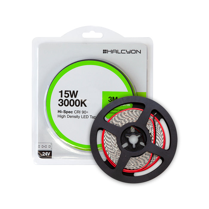Halcyon LED TAPE 3M (CUT 33.3mm) 10mm 15W 180/1M 24V DC-WW