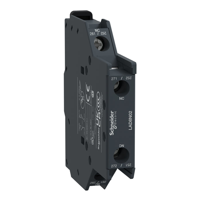 Schneider  Auxiliary contact block, TeSys D, 2NC, side mounting, screw