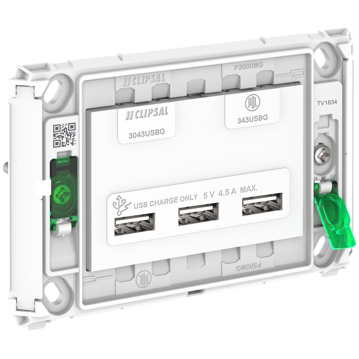 Usb Module Iconic Iconic Grid 3 gang USB A charging station — Scott Electrical