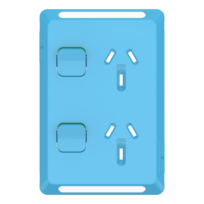 Iconic Skin Socket Sw Vert Twin 10A 250V BL