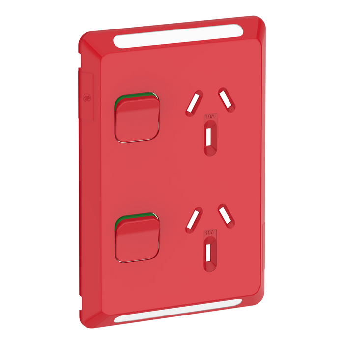 Iconic Skin Socket Sw Vert Twin 10A 250V RD
