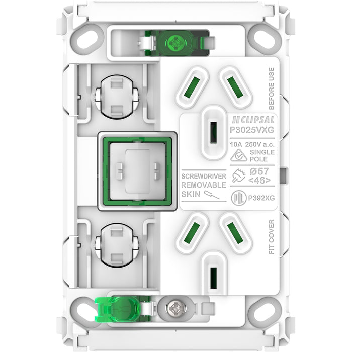 Iconic Grid Socket SwVert Twin 1Ex20A 10A250V
