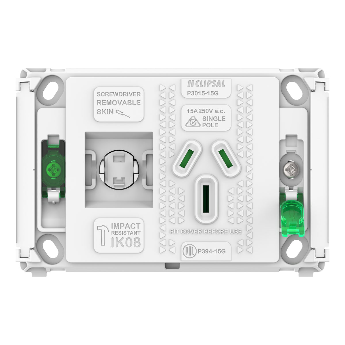 Iconic Grid Socket Sw Horiz Single 15A 250V — Scott Electrical