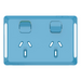 Iconic Skin Socket Sw Horiz Twin 10A 250V BL