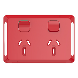 Iconic Skin Socket Sw Horiz Twin 10A 250V RD