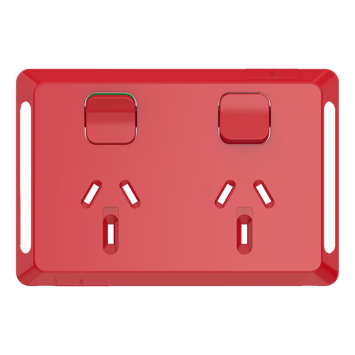 Iconic Skin Socket Sw Horiz Twin 10A 250V RD